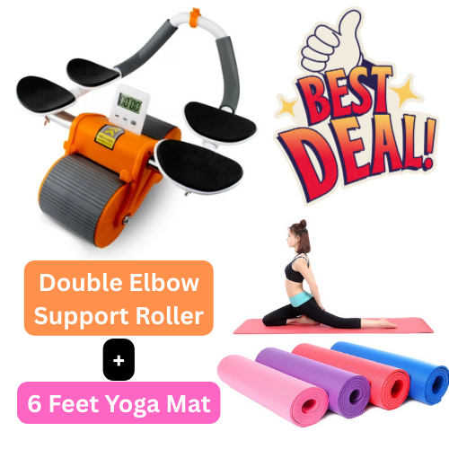Double Elbow Support Roller + 6 Feet Yoga Mat Combo