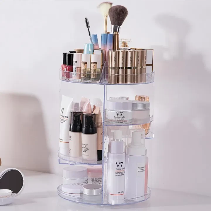 360 Rotating Makeup Organizer, Adjustable Cosmetic Storage Display Case with 8 Layers, Large Capacity Cosmetic Shelf