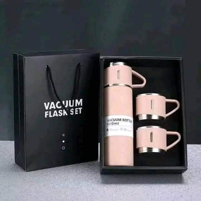 Vacuum Flask Set with 2 Cups 500ML - Pink